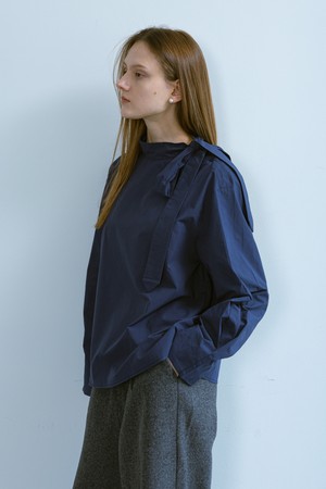 Neck bow losse blouse_NAVY