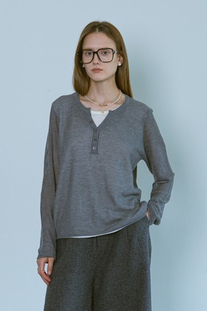 Knit fake two-piece top_3color