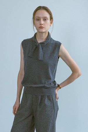 Tie knit vest_2color