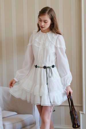 Ruffle layered white dress
