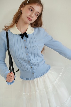 Bow doll collar cardigan