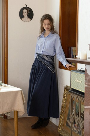 Silky feel scarf skirt_2color