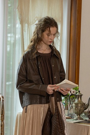 Classic autumn leather jacket_2color