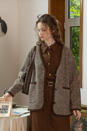 Loose dots jacket_BROWN
