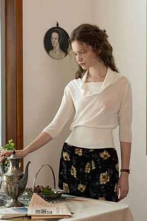 High neck knit short sleeves top_2color