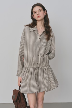 Plaid shirt balloon dress
