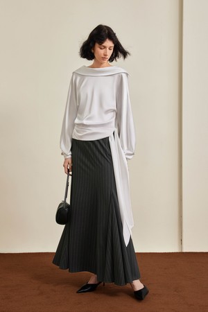 Slim high-waisted striped skirt