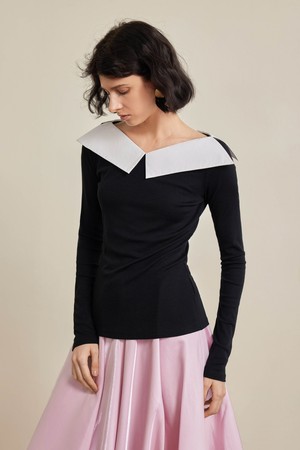 Waist slimming collar top_2color