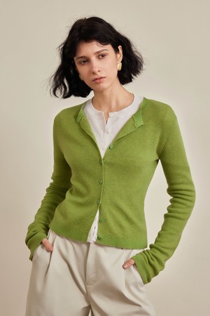 Crew neck long thin cardigan_3color