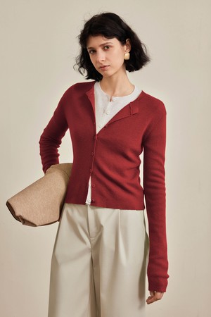 Crew neck long thin cardigan_3color