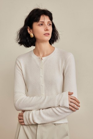 Crew neck long thin cardigan_3color