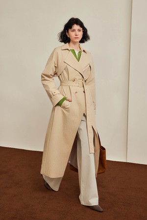 Lapel waistband trench coat_2color