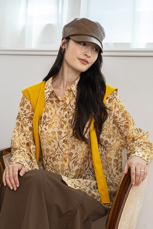 Fallen leaves shirt and shawls set_YELLOW