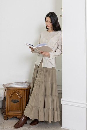 Khaki multi-layered skirt