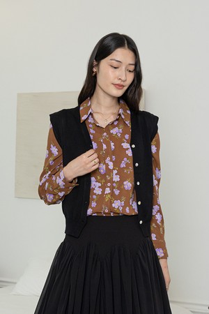 Butterfly pattern shirt_BROWN