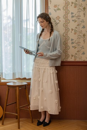 Flower ruffle skirt_2color