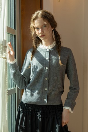 Flower frill layer cardigan