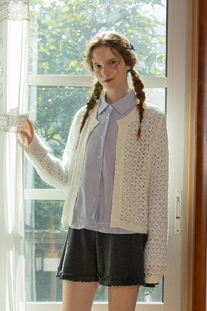 Crochet knit cardigan_2color