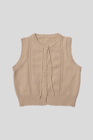 Heart crochet knit vest_3color