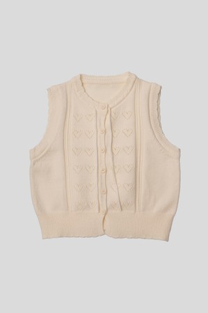 Heart crochet knit vest_3color