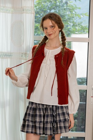 Heart crochet knit vest_3color