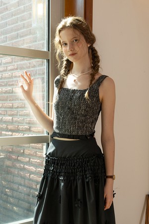 Sequine tweed sleeveless top_GRAY