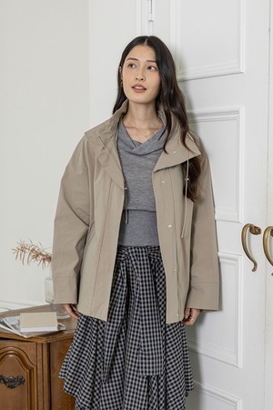 Drawstring neck jacket_BEIGE