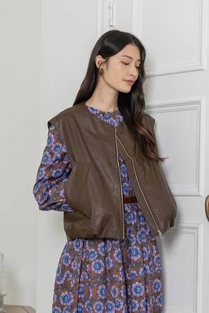 Classic leather vest_BROWN
