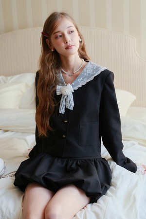 Black lace sailor collar jacket