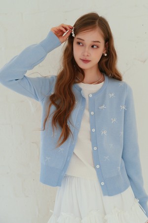 Bow round neck cardigan