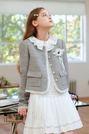 Elegance lace tweed jacket