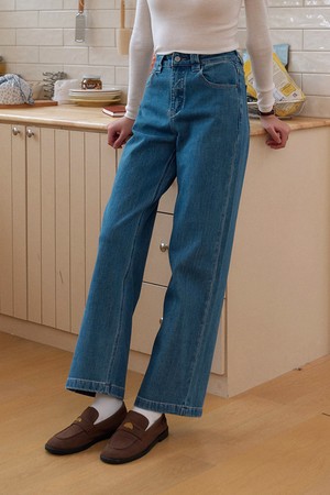 Fit stretch wide-leg pants_2color