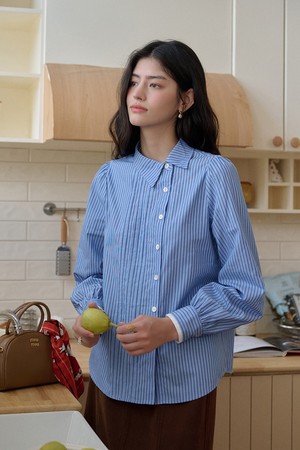 Cotton diagonal placket shirt