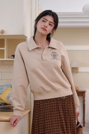 Embroidery collar pullover top_3color