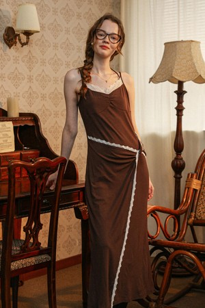 Lace brown camisole dress