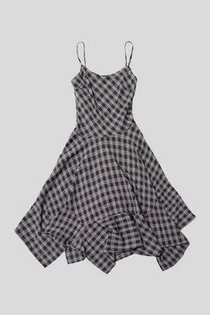 Irregular hem plaid dress_2color