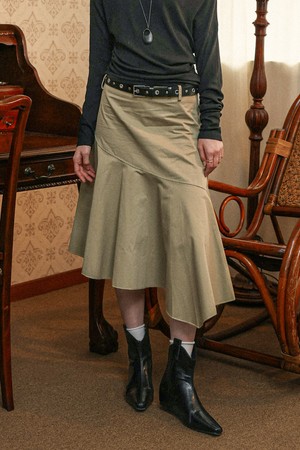Bevel edge skirt_BEIGE