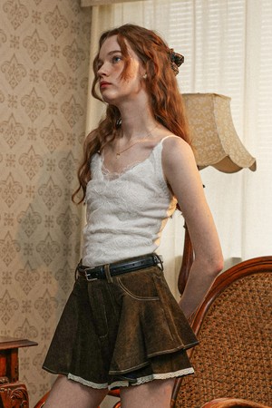 Lace spaghetti straps top_WHITE