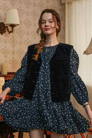 Autumn rose vest_BLACK