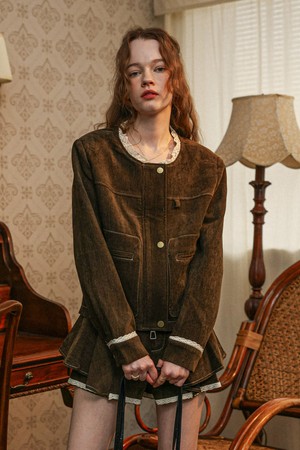 Slim fit lace cuff jacket_BROWN