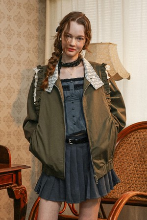 Loose lace jacket_KHAKI