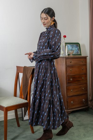 Teak bloom sheer dress_BROWN