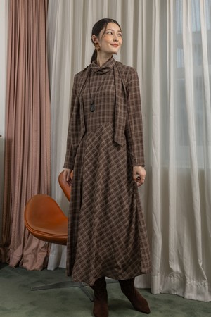 Plaid long-sleeved dress_2color