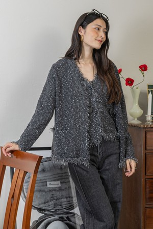 White dot vest and jacket set_GRAY