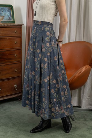 Midnight flower skirt_NAVY