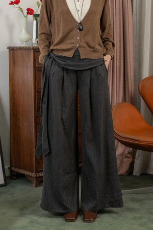 Wave-belt casual pants_2color
