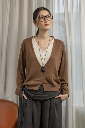 Autumn knitted fake two-piece top_2color