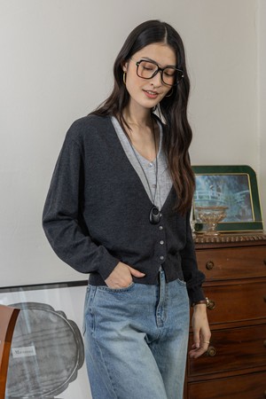 Autumn knitted fake two-piece top_2color