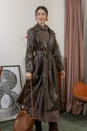 Late autumn leather coat_BROWN