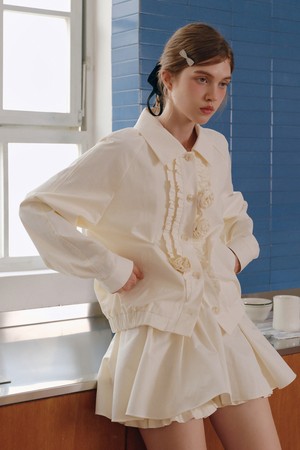 Ruffle flower button jacket